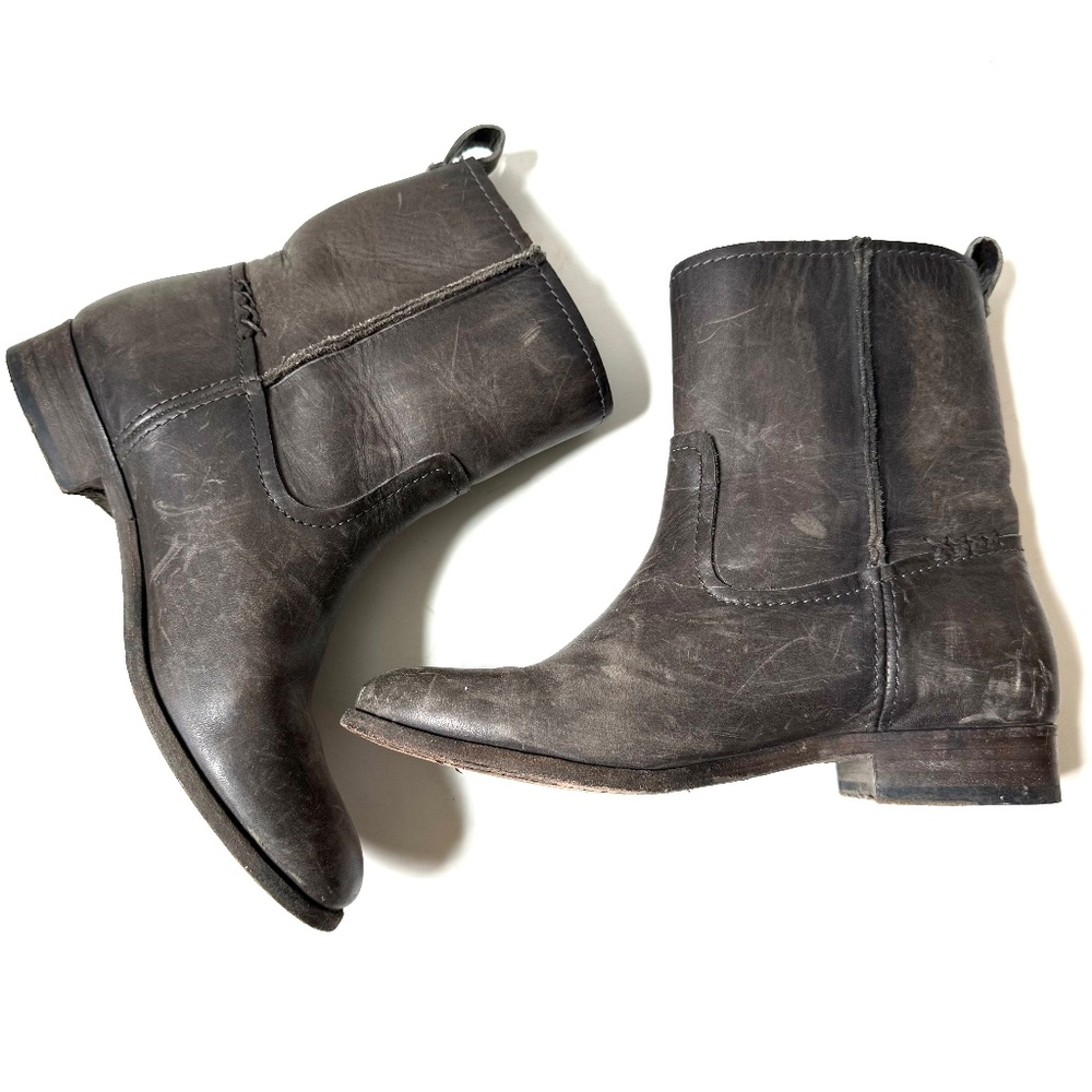 Frye distressed grey ankle boots